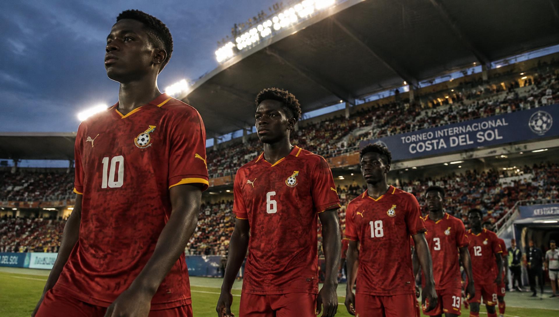 Ghanaian players walking onto the pitch